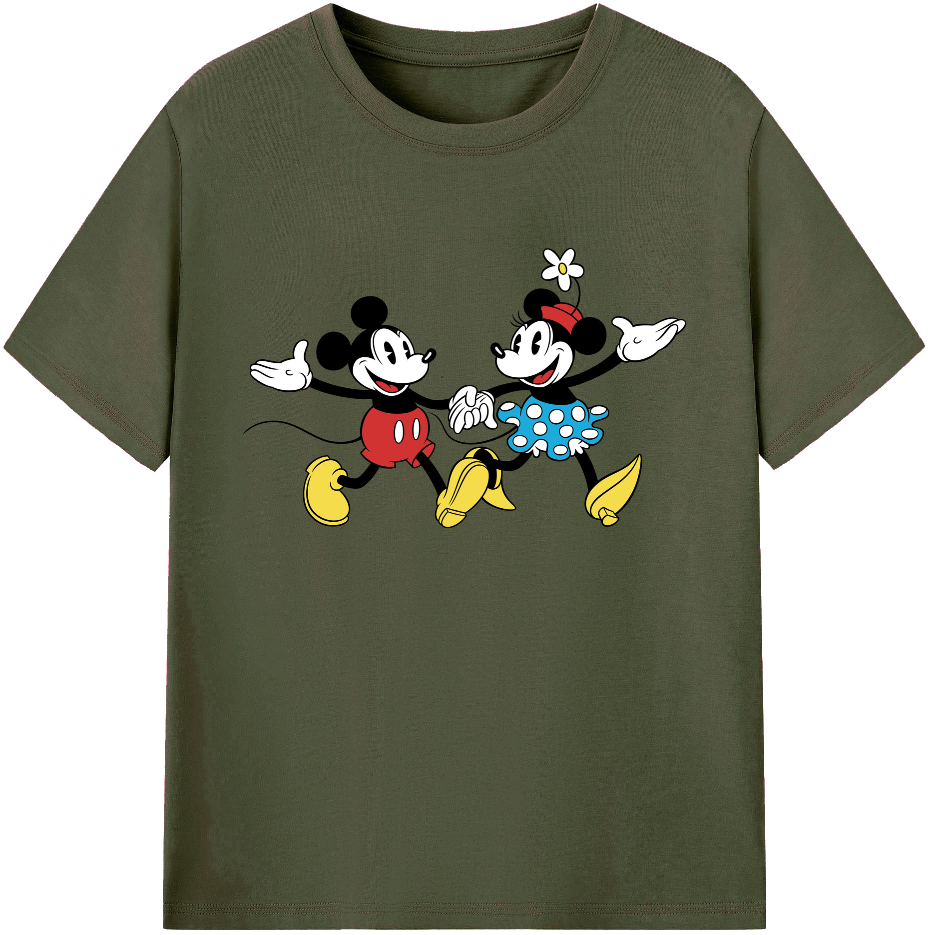 ミッキーマウス Mickey Mouse 綿100％ メンズ半袖Tシャツ｜肌触りやわらか＆通気性